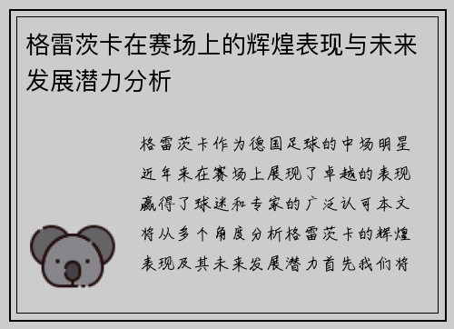 格雷茨卡在赛场上的辉煌表现与未来发展潜力分析
